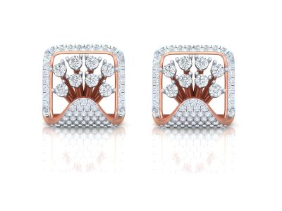 Geometric Square Lab Diamond Stud Earring