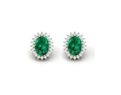 Oval Emerald Lab Diamond Stud Earring