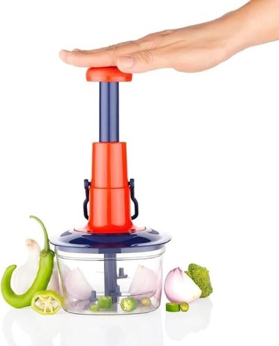 TLBS Manual Food Chopper - 4-Cup Capacity, Stainless Steel Blades, Easy Pull Cord, BPA-Free, Dishwasher Safe, Perfect for Chopping Vegetables, Fruits, Nuts