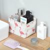 TLBS Canvas Fabric Foldable Mini Storage Basket - Small Collapsible Canvas Containers Organizers With Handle For Home-Multi Design 5 pcs