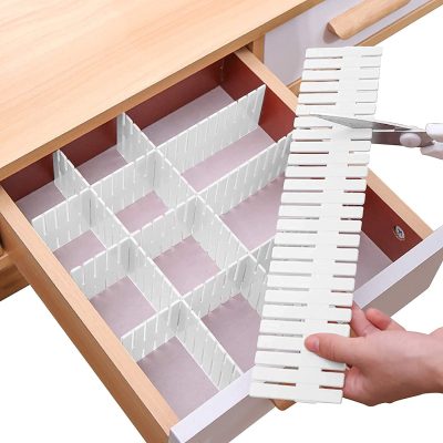 TLBS Drawer Divider Organizers, DIY Plastic Grid, Plastic Adjustable Drawer Dividers Makeup Socks, Underwear, Organizer for Clothes, Kitchen, Office