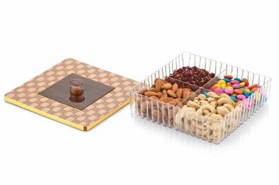 TLBS Dry Fruit boxes/ Masala Boxes/ Pickle Boxes 4 Compartment Airtight storage Container