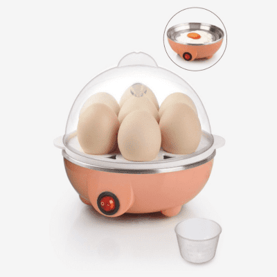 Electric Egg Boiler with Auto-Off | 2-in-1 Egg Cooker for Boiling, Steaming, Frying – 7 Egg Capacity with Tray | Home Kitchen Appliance