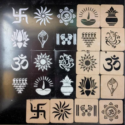 MDF Rangoli Stencils - Traditional Indian Floor Art for Diwali, Festivals, Home Decoration